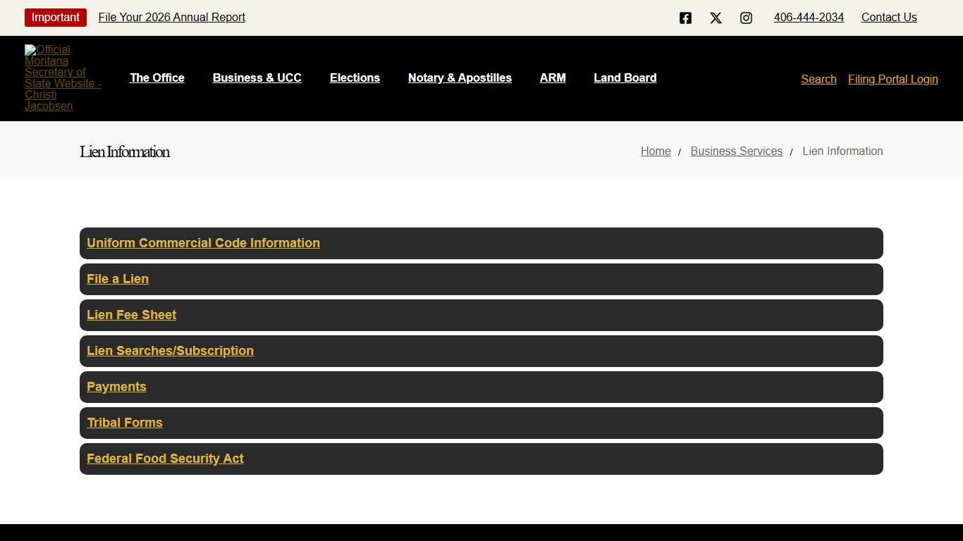 Lien Information - Official Montana Secretary of State Website - Christi Jacobsen